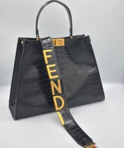 Sac Fendi peekaboo Noir croco